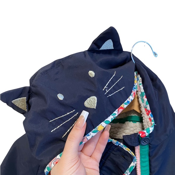 Mini Boden Navy Blue Hooded Sherpa-Lined Anorak Cat Jacket Size: 5-6 Youth - Picture 2 of 8